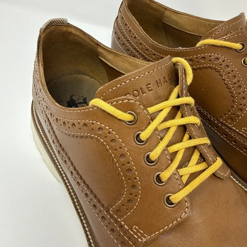 Cole Haan Mens C36856 British Tan Leather Wingtip Oxford Shoes Size 11M